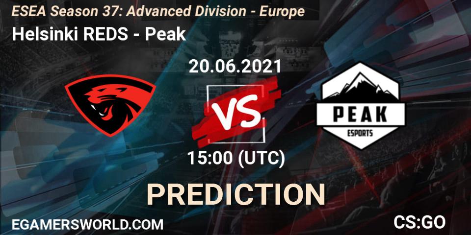 Prognoza Helsinki REDS - Peak. 20.06.2021 at 15:00, Counter-Strike (CS2), ESEA Season 37: Advanced Division - Europe