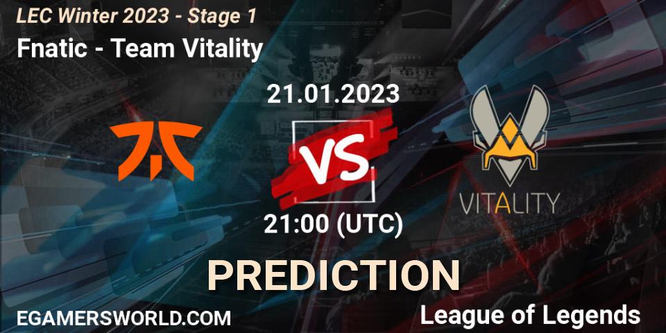 Prognoza Fnatic - Team Vitality. 21.01.23, LoL, LEC Winter 2023 - Stage 1