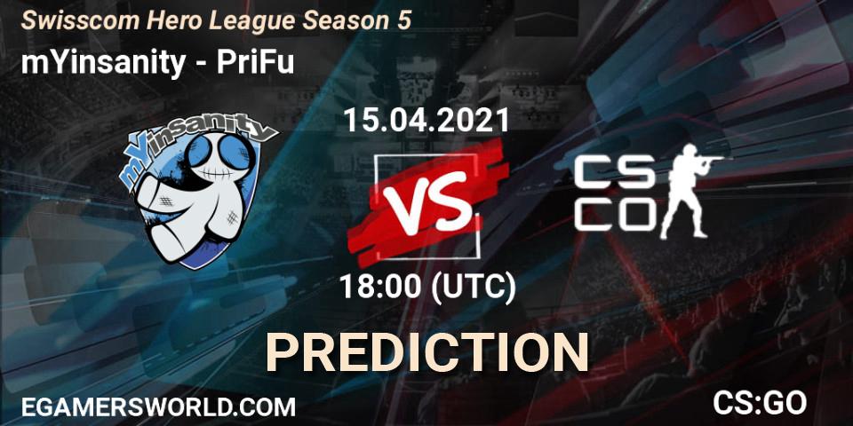 Prognoza mYinsanity - PriFu. 15.04.2021 at 18:00, Counter-Strike (CS2), Swisscom Hero League Season 5