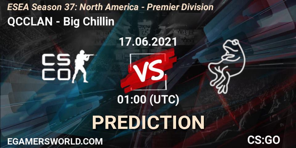Prognoza QCCLAN - Big Chillin. 17.06.2021 at 01:00, Counter-Strike (CS2), ESEA Season 37: North America - Premier Division