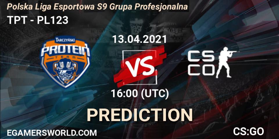 Prognoza TPT - PL123. 13.04.2021 at 16:00, Counter-Strike (CS2), Polska Liga Esportowa S9 Grupa Profesjonalna