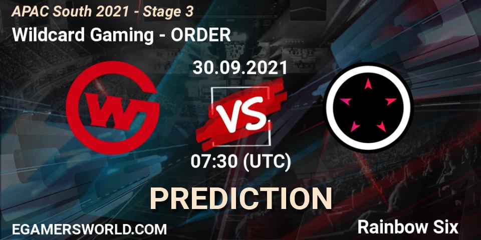 Prognoza Wildcard Gaming - ORDER. 30.09.2021 at 07:30, Rainbow Six, APAC South 2021 - Stage 3
