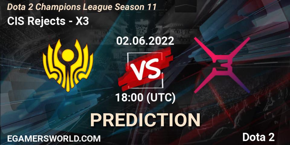Prognoza CIS Rejects - X3. 02.06.2022 at 18:38, Dota 2, Dota 2 Champions League Season 11