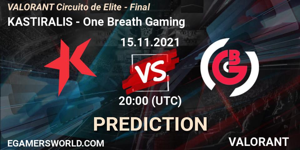 Prognoza Kafalar Esports - One Breath Gaming. 15.11.21, VALORANT, VALORANT Circuito de Elite - Final
