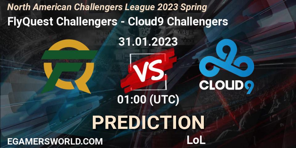 Prognoza FlyQuest Challengers - Cloud9 Challengers. 31.01.23, LoL, NACL 2023 Spring - Group Stage