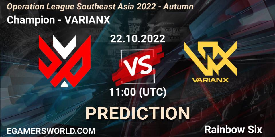 Prognoza Champion - VARIANX. 22.10.22, Rainbow Six, Operation League Southeast Asia 2022 - Autumn