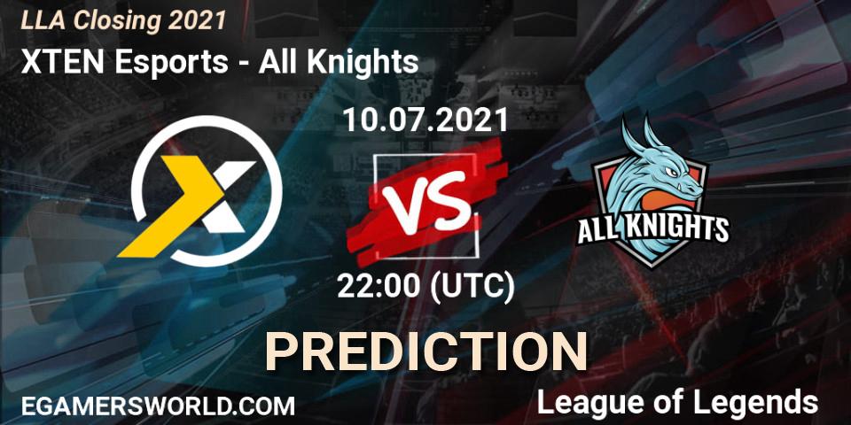 Prognoza XTEN Esports - All Knights. 10.07.2021 at 23:00, LoL, LLA Closing 2021