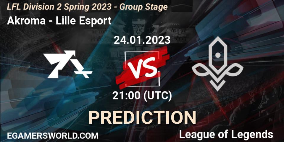 Prognoza Akroma - Lille Esport. 24.01.2023 at 21:15, LoL, LFL Division 2 Spring 2023 - Group Stage
