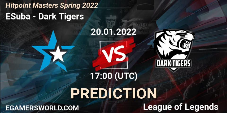 Prognoza ESuba - Dark Tigers. 20.01.2022 at 17:00, LoL, Hitpoint Masters Spring 2022