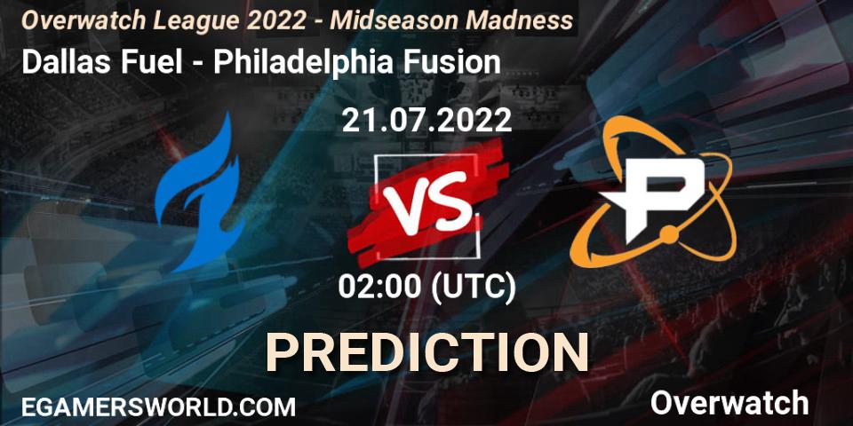 Prognoza Dallas Fuel - Philadelphia Fusion. 21.07.2022 at 03:00, Overwatch, Overwatch League 2022 - Midseason Madness