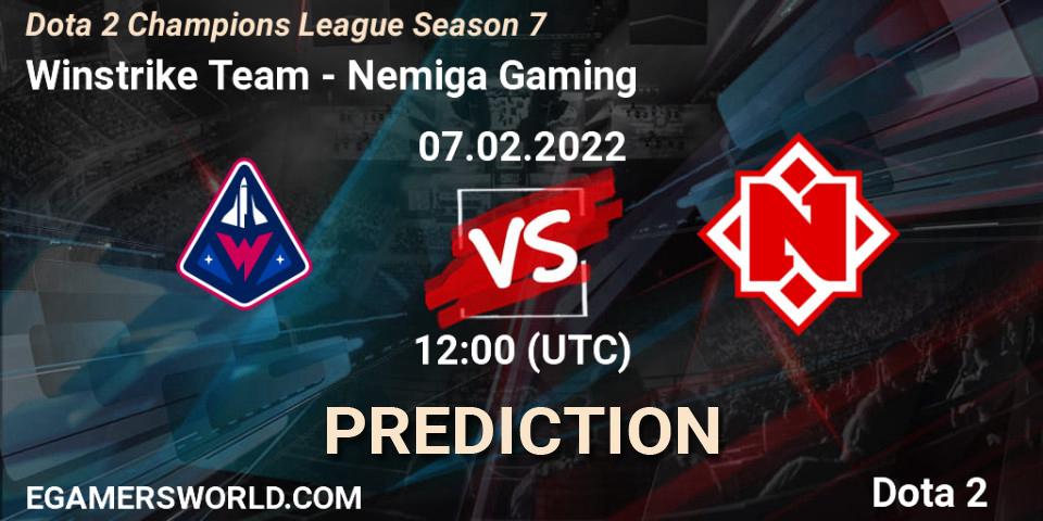 Prognoza Winstrike Team - Nemiga Gaming. 07.02.22, Dota 2, Dota 2 Champions League 2022 Season 7