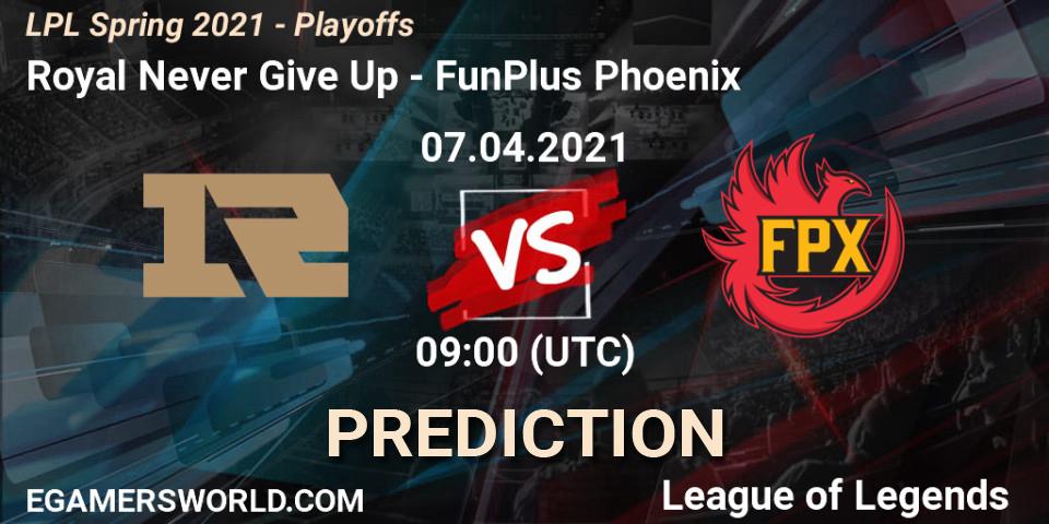 Prognoza Royal Never Give Up - FunPlus Phoenix. 07.04.2021 at 09:00, LoL, LPL Spring 2021 - Playoffs