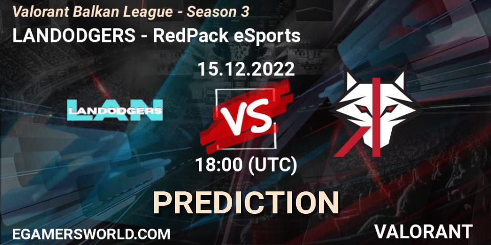 Prognoza LANDODGERS - RedPack eSports. 15.12.2022 at 18:00, VALORANT, Valorant Balkan League - Season 3