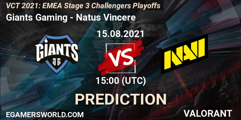 Prognoza Giants Gaming - Natus Vincere. 15.08.21, VALORANT, VCT 2021: EMEA Stage 3 Challengers Playoffs