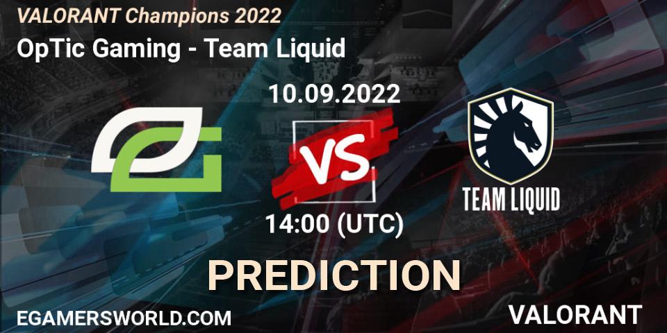 Prognoza OpTic Gaming - Team Liquid. 10.09.2022 at 14:15, VALORANT, VALORANT Champions 2022