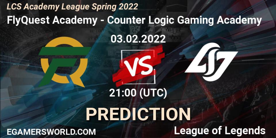Prognoza FlyQuest Academy - Counter Logic Gaming Academy. 03.02.2022 at 21:00, LoL, LCS Academy League Spring 2022