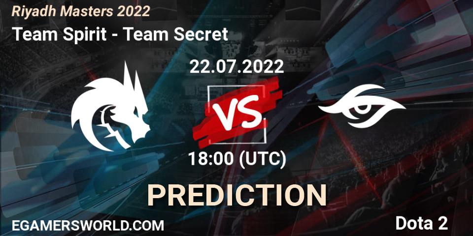 Prognoza Team Spirit - Team Secret. 22.07.2022 at 18:07, Dota 2, Riyadh Masters 2022