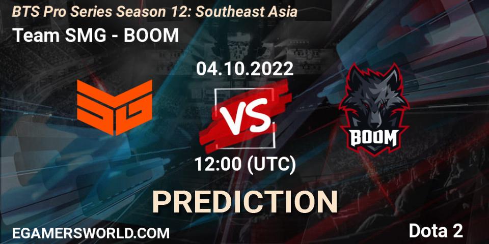 Prognoza Team SMG - BOOM. 04.10.2022 at 11:23, Dota 2, BTS Pro Series Season 12: Southeast Asia