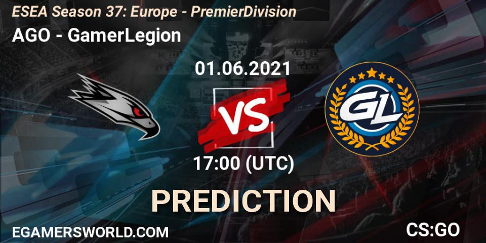 Prognoza AGO - GamerLegion. 01.06.2021 at 17:00, Counter-Strike (CS2), ESEA Season 37: Europe - Premier Division
