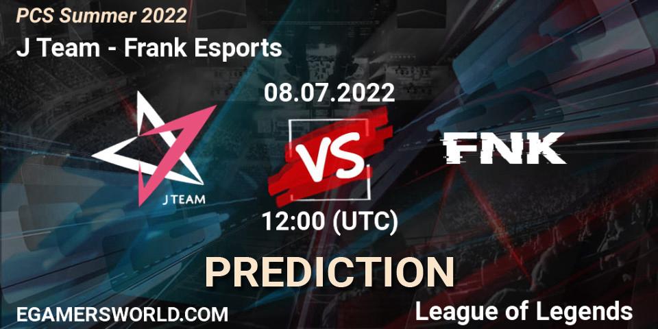 Prognoza J Team - Frank Esports. 08.07.2022 at 12:00, LoL, PCS Summer 2022