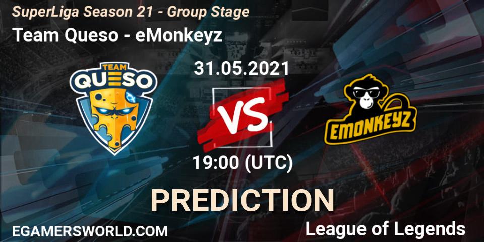 Prognoza Team Queso - eMonkeyz. 31.05.21, LoL, SuperLiga Season 21 - Group Stage 