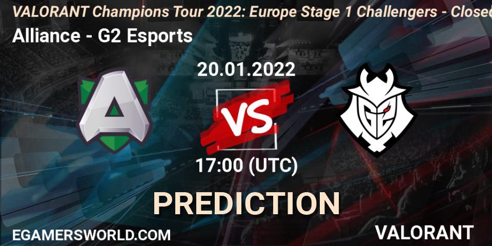 Prognoza Alliance - G2 Esports. 20.01.2022 at 17:00, VALORANT, VCT 2022: Europe Stage 1 Challengers - Closed Qualifier 2