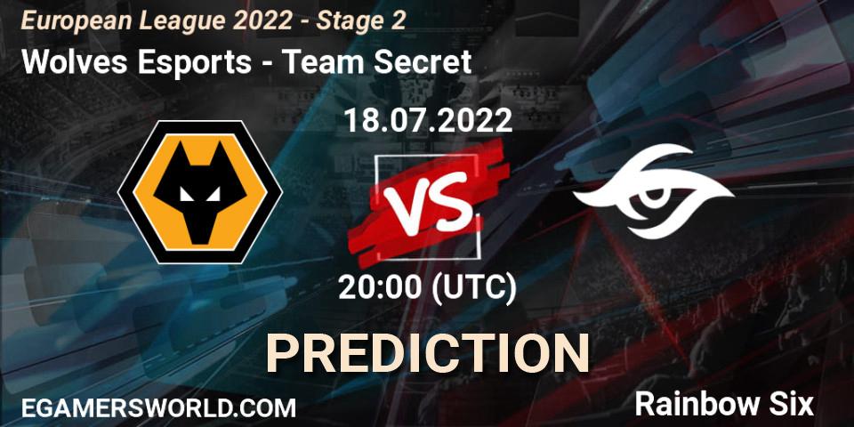 Prognoza Wolves Esports - Team Secret. 18.07.22, Rainbow Six, European League 2022 - Stage 2