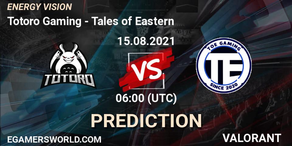 Prognoza Totoro Gaming - Tales of Eastern. 15.08.2021 at 06:00, VALORANT, ENERGY VISION