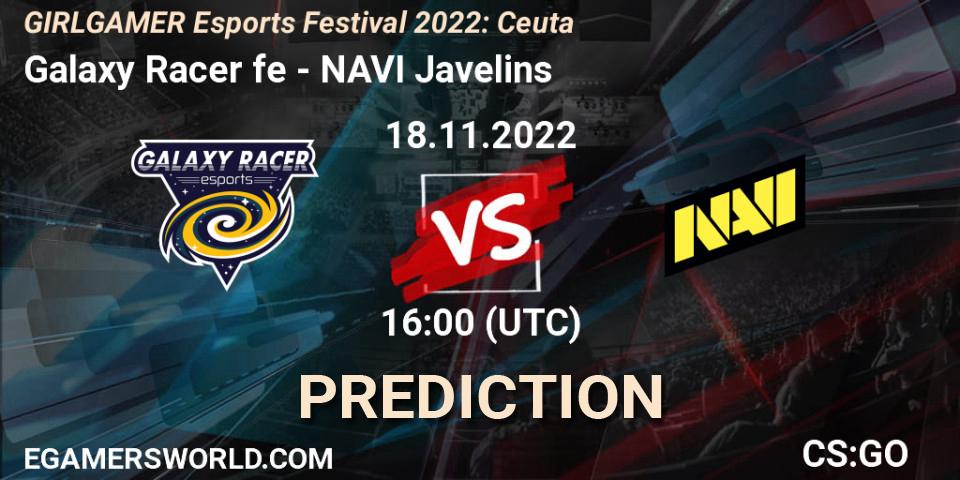 Prognoza Galaxy Racer fe - NAVI Javelins. 18.11.2022 at 16:00, Counter-Strike (CS2), GIRLGAMER Esports Festival 2022: Ceuta