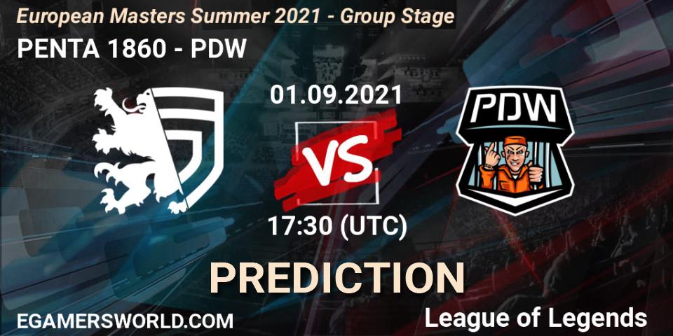 Prognoza PENTA 1860 - PDW. 01.09.2021 at 17:30, LoL, European Masters Summer 2021 - Group Stage