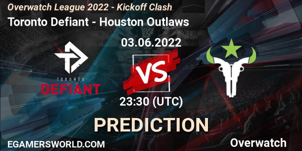 Prognoza Toronto Defiant - Houston Outlaws. 04.06.2022 at 00:00, Overwatch, Overwatch League 2022 - Kickoff Clash