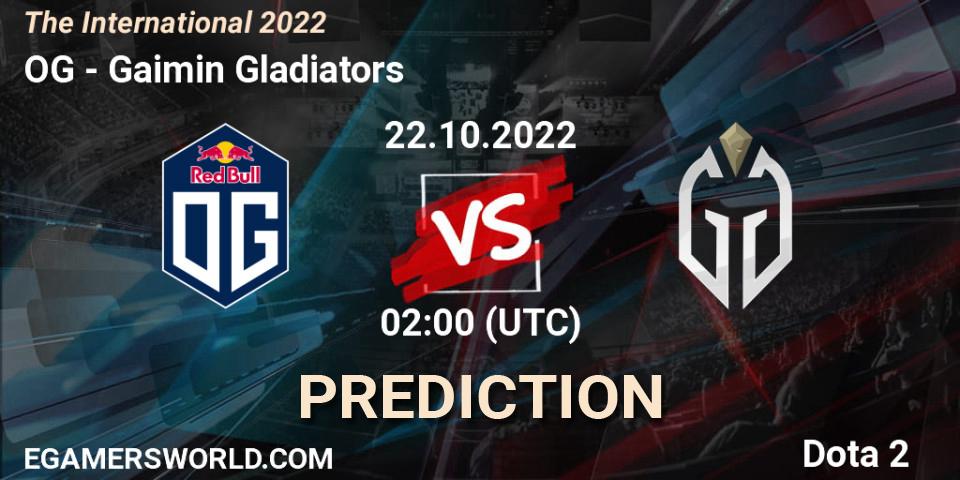 Prognoza OG - Gaimin Gladiators. 22.10.2022 at 02:05, Dota 2, The International 2022
