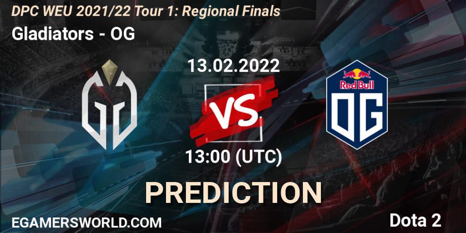 Prognoza Gladiators - OG. 13.02.2022 at 12:55, Dota 2, DPC WEU 2021/22 Tour 1: Regional Finals