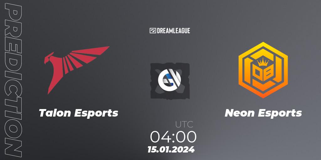 Prognoza Talon Esports - Neon Esports. 15.01.24, Dota 2, DreamLeague Season 22: Southeast Asia Closed Qualifier