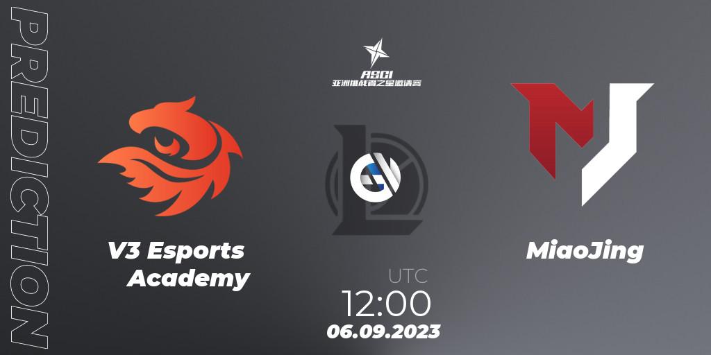 Prognoza V3 Esports Academy - MiaoJing. 06.09.2023 at 12:00, LoL, Asia Star Challengers Invitational 2023