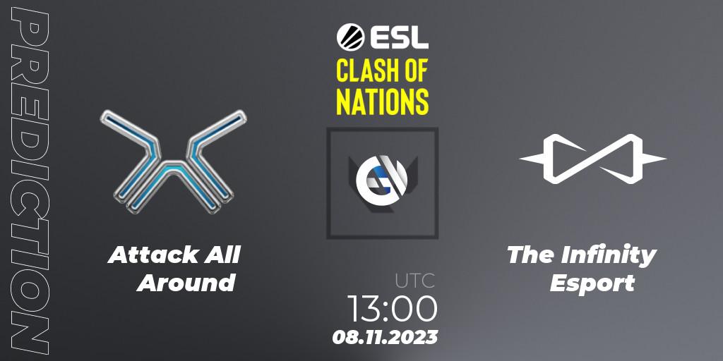 Prognoza Attack All Around - The Infinity Esport. 08.11.2023 at 13:00, VALORANT, ESL Clash of Nations 2023 - Thailand Closed Qualifier