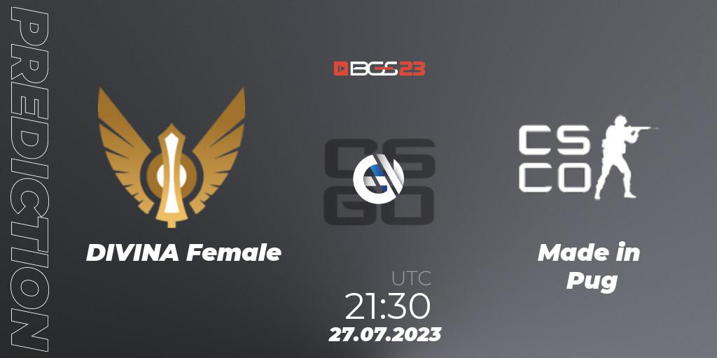 Prognoza DIVINA Female - Made in Pug. 27.07.2023 at 21:30, Counter-Strike (CS2), BGS Esports 2023 Female: Online Stage