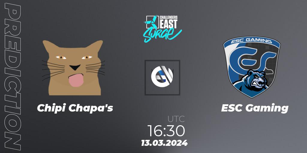 Prognoza Chipi Chapa's - ESC Gaming. 13.03.2024 at 17:15, VALORANT, VALORANT Challengers 2024 East: Surge Split 1
