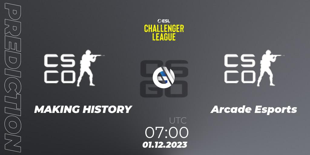 Prognoza MAKING HISTORY - Arcade Esports. 01.12.2023 at 07:00, Counter-Strike (CS2), ESL Challenger League Season 47: Oceania - Open Qualifier #2