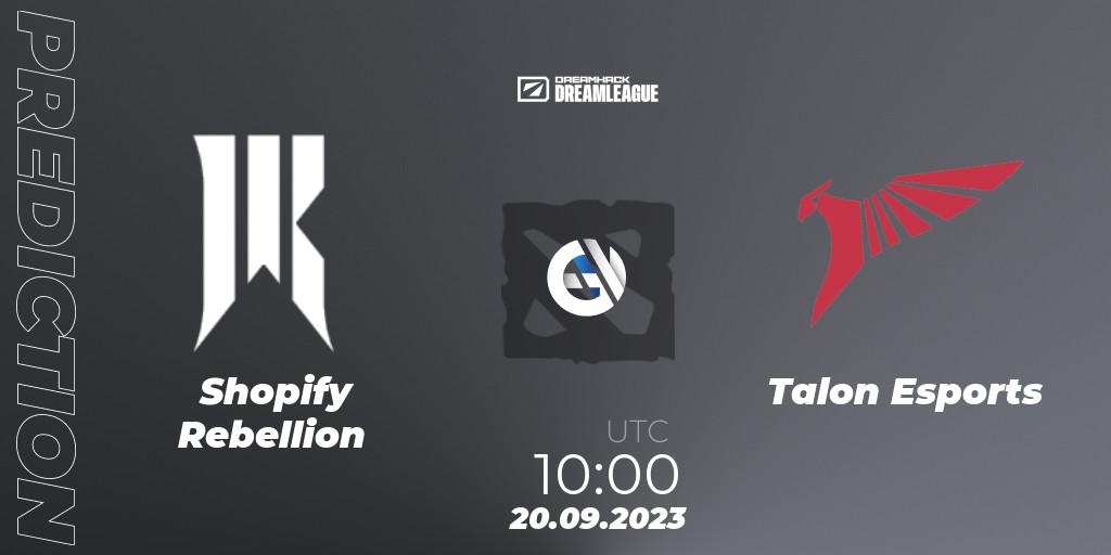 Prognoza Shopify Rebellion - Talon Esports. 20.09.2023 at 09:55, Dota 2, DreamLeague Season 21