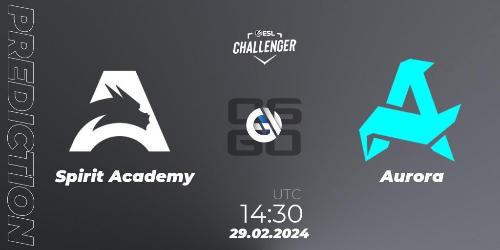 Prognoza Spirit Academy - Aurora. 29.02.24, CS2 (CS:GO), ESL Challenger #56: European Closed Qualifier