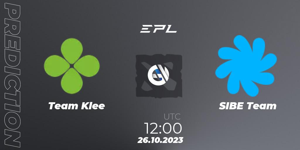 Prognoza Team Klee - SIBE Team. 26.10.2023 at 12:00, Dota 2, European Pro League Season 13