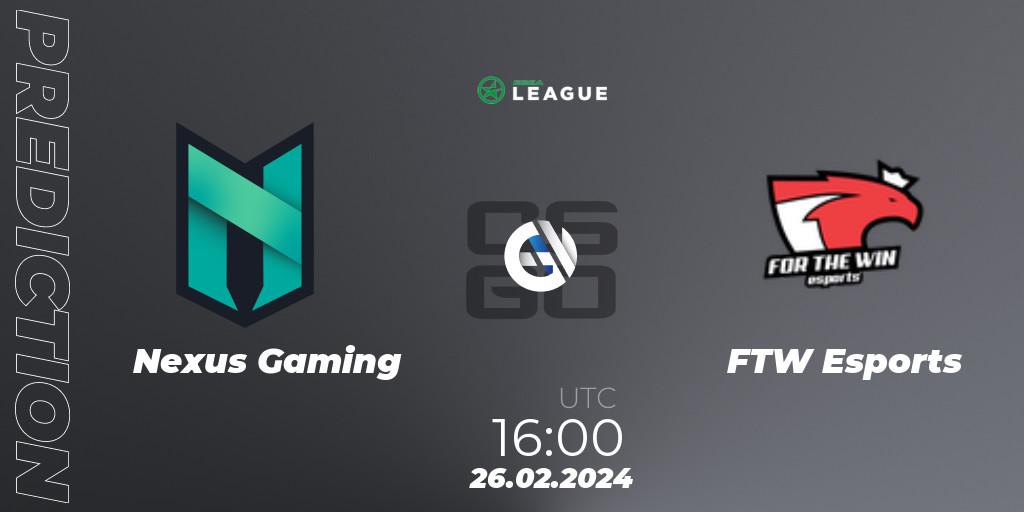 Prognoza Nexus Gaming - FTW Esports. 26.02.24, CS2 (CS:GO), ESEA Season 48: Advanced Division - Europe