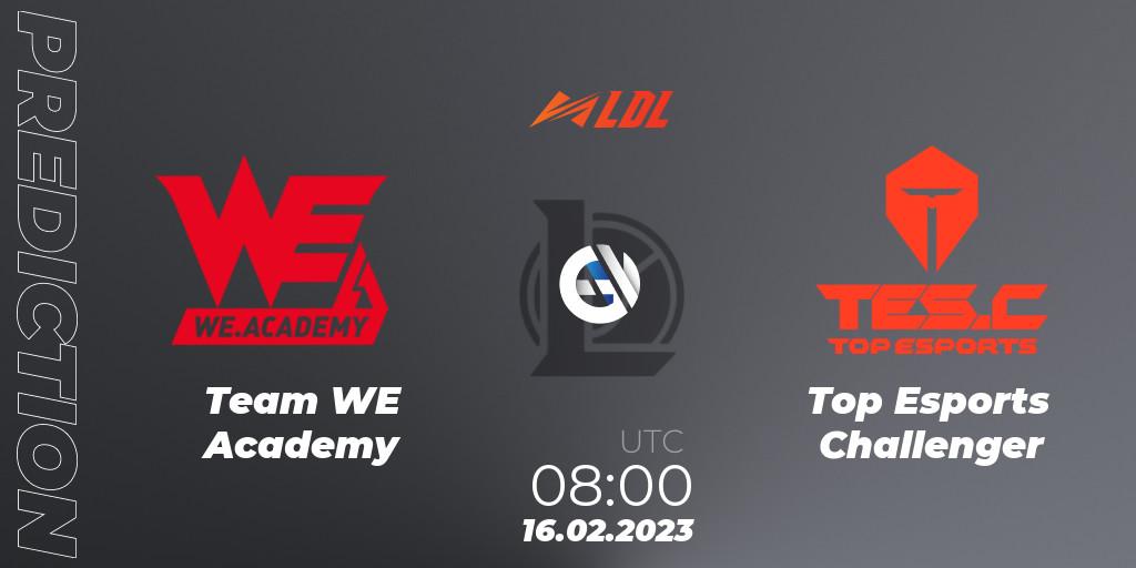 Prognoza Team WE Academy - Top Esports Challenger. 16.02.2023 at 09:30, LoL, LDL 2023 - Regular Season