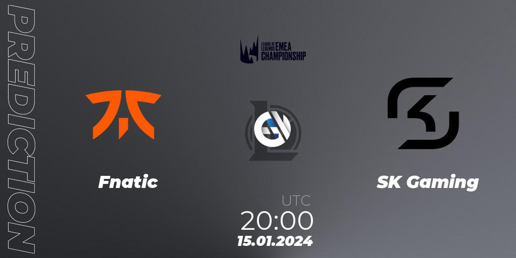 Prognoza Fnatic - SK Gaming. 15.01.2024 at 20:00, LoL, LEC Winter 2024 - Regular Season