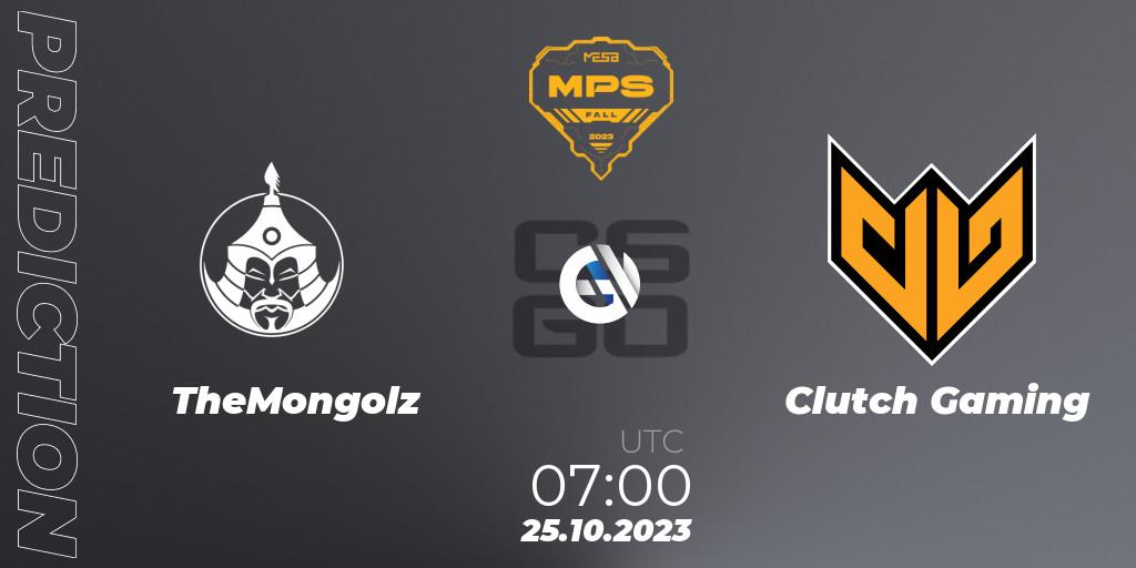 Prognoza TheMongolz - Clutch Gaming. 25.10.2023 at 08:00, Counter-Strike (CS2), MESA Pro Series: Fall 2023