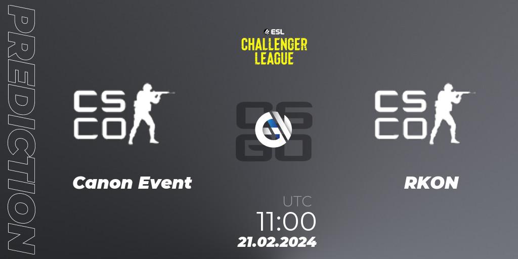 Prognoza Canon Event - RKON. 21.02.2024 at 11:00, Counter-Strike (CS2), ESL Challenger League Season 47: Oceania