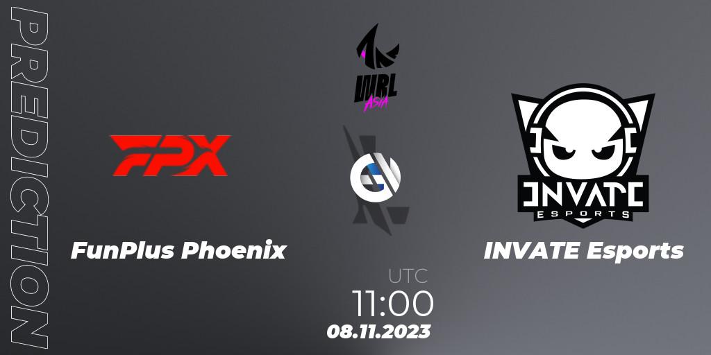 Prognoza FunPlus Phoenix - INVATE Esports. 08.11.23, Wild Rift, WRL Asia 2023 - Season 2 - Regular Season