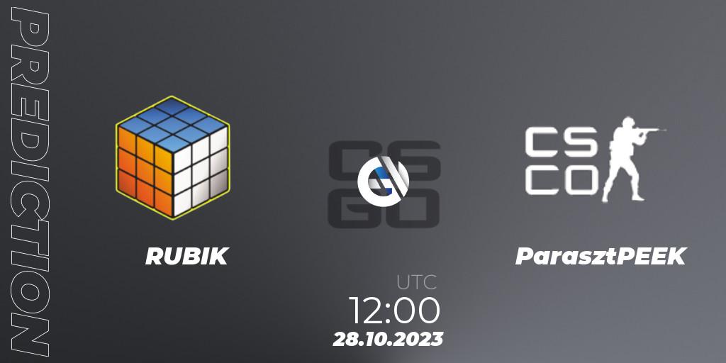 Prognoza RUBIK - ParasztPEEK. 28.10.2023 at 12:00, Counter-Strike (CS2), TippmixPro Masters Fall 2023