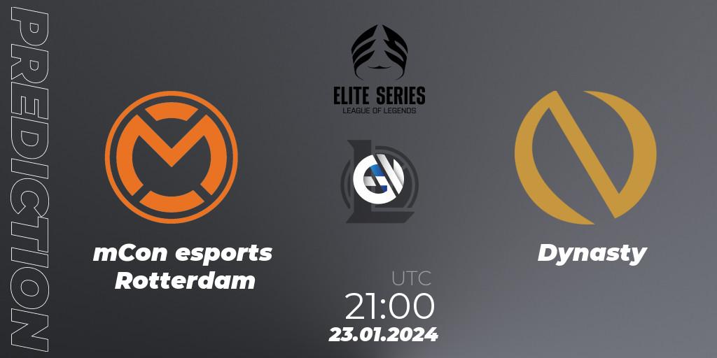 Prognoza mCon esports Rotterdam - Dynasty. 23.01.2024 at 21:00, LoL, Elite Series Spring 2024